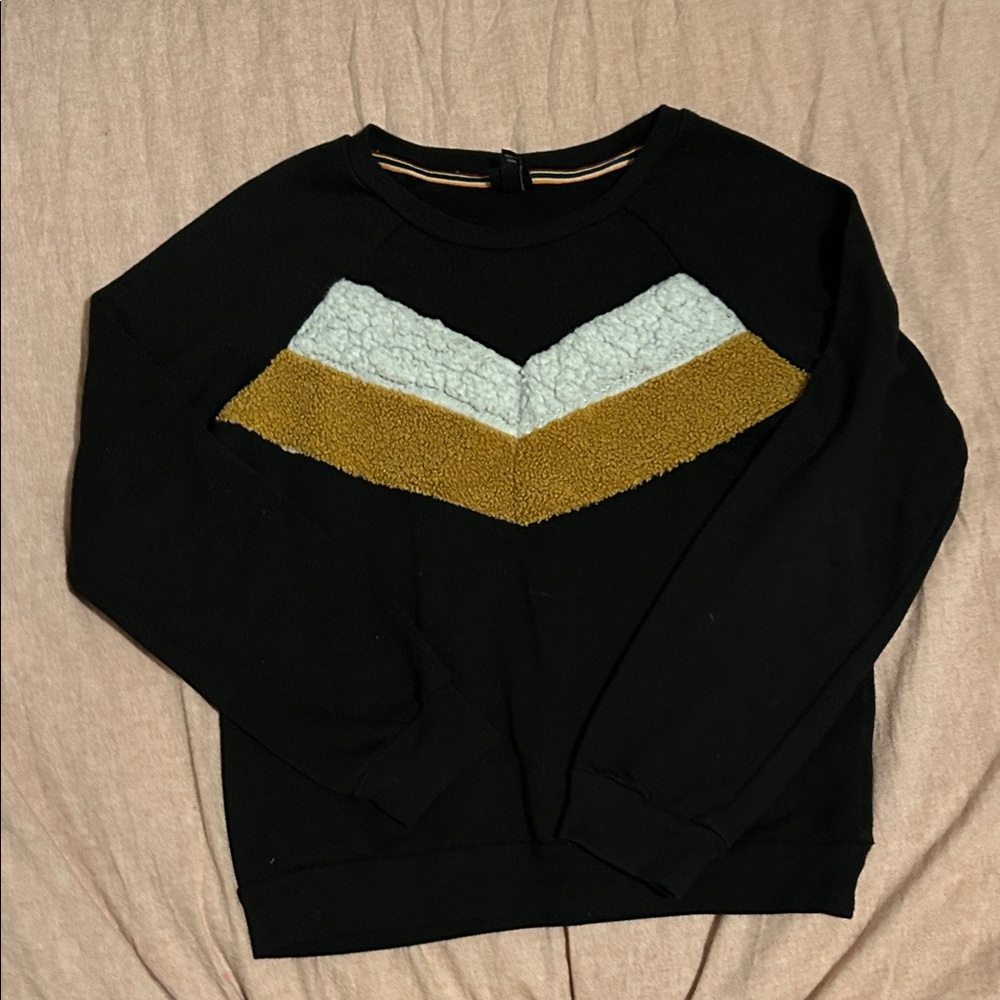 Art Class Black Sweater with Striped Collar